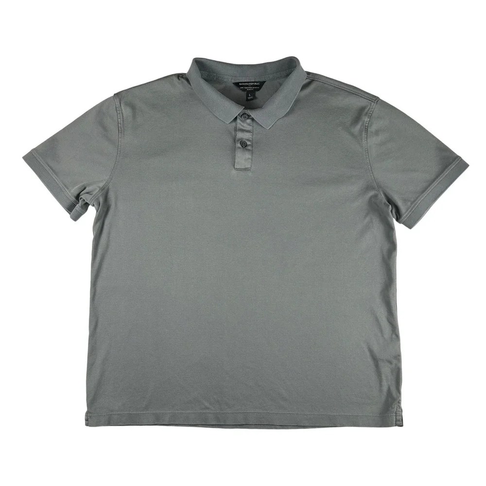 Banana Republic Mens Luxe Touch Performance Polo Shirt Slim Fit Grey Large